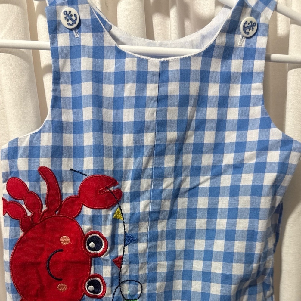 Good Lad Blue & White Gingham Crab Appliqué Dress